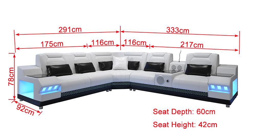 Celsius Small Modern Leather Sectional with Console