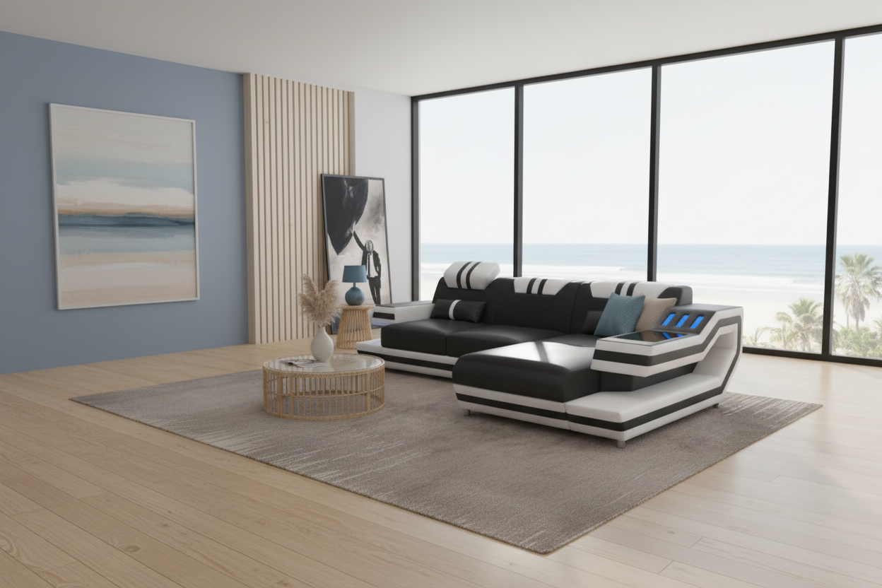 Aura Compact Sectional angled view coastal