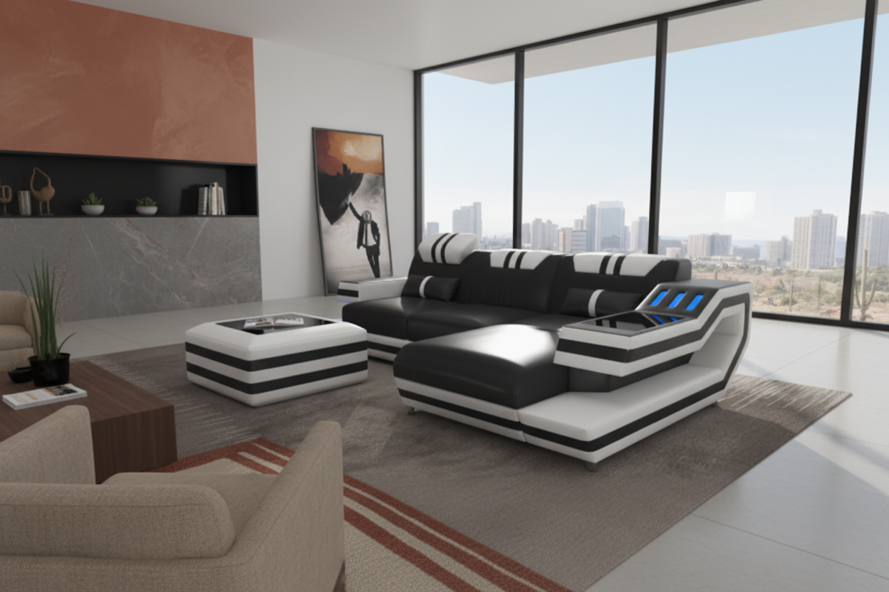 Aura Compact Sectional close-up two-tone desert