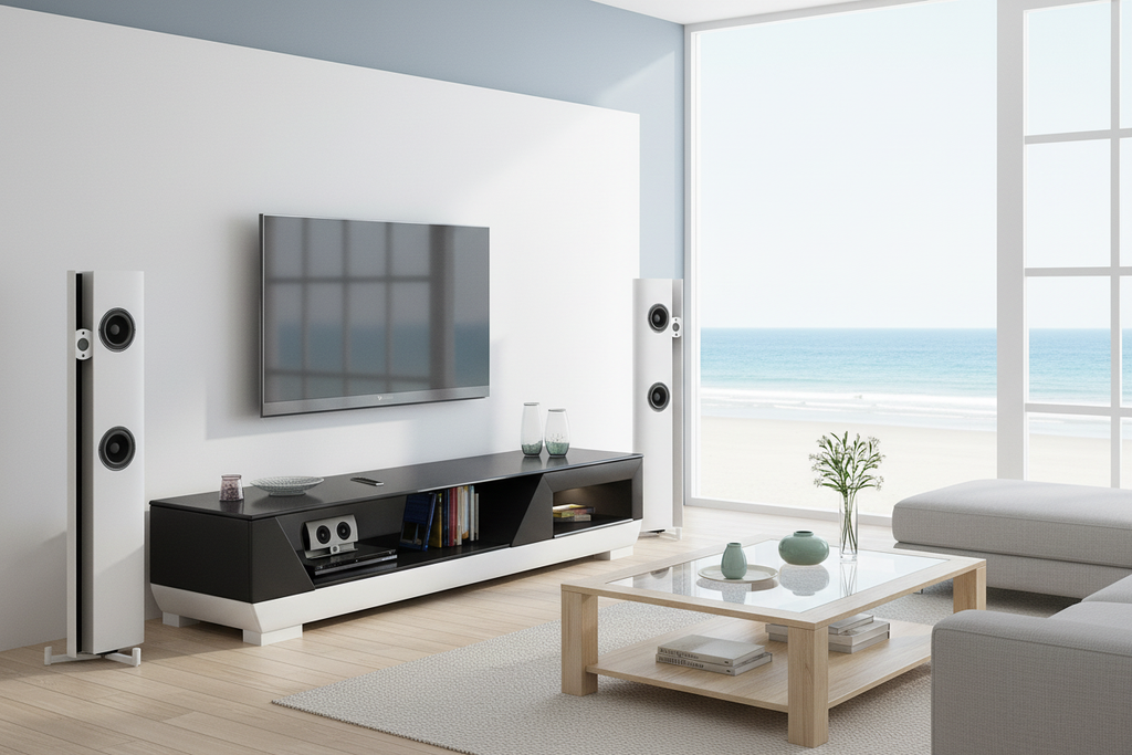 Austin TV Stand black white coastal