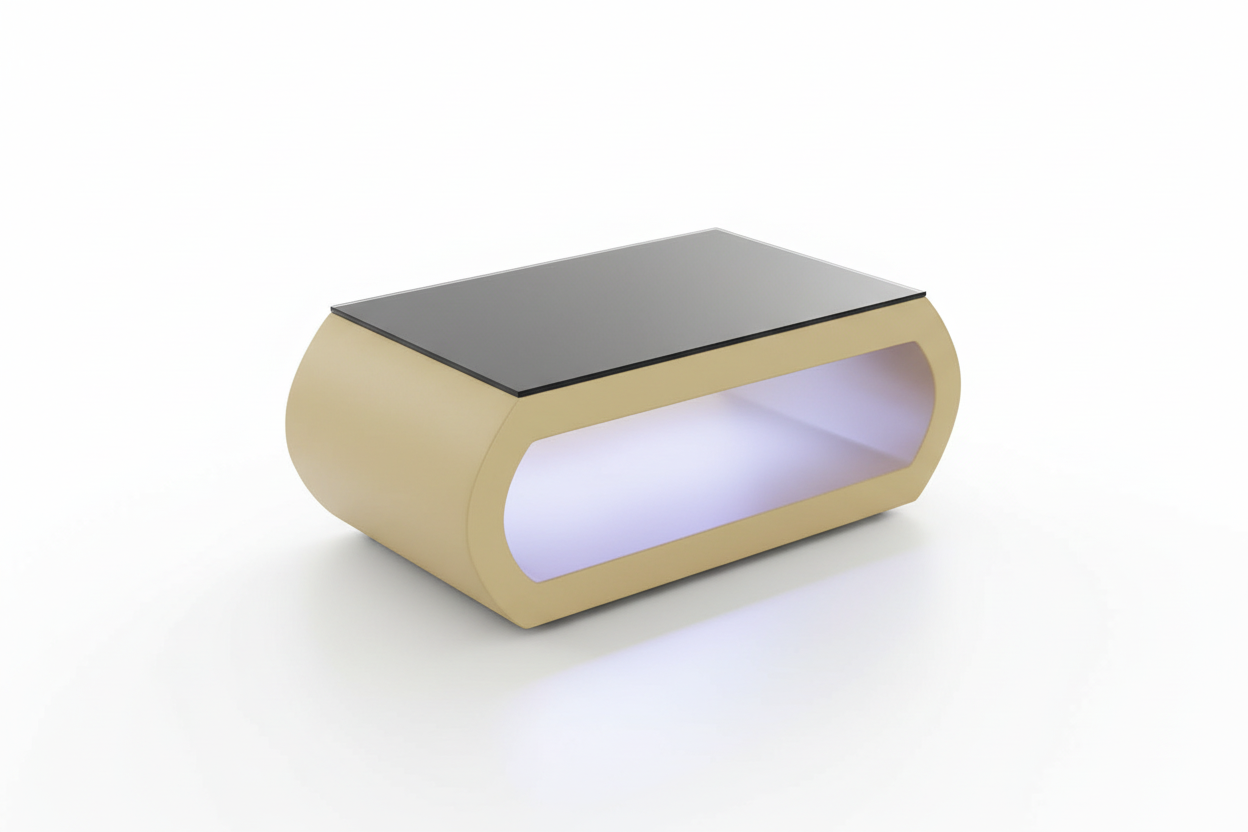 Beige coffee table with shadow