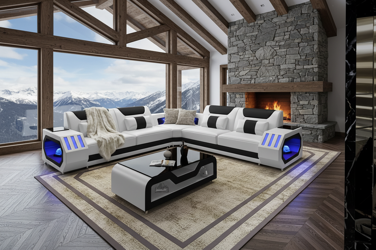 Black & White Sectional - Mountain Chalet