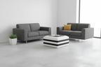 Coffee table with charcoal loveseat