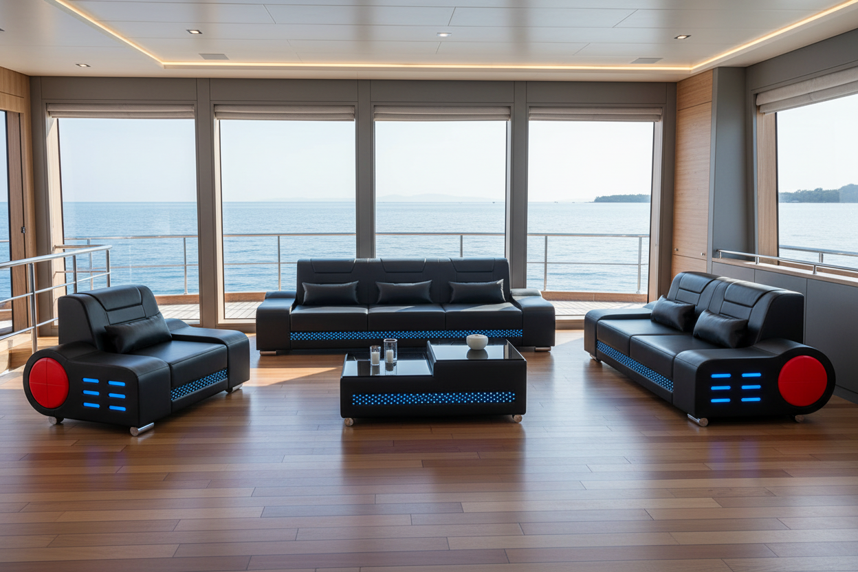 Elliot Modern Leather Sofa Set