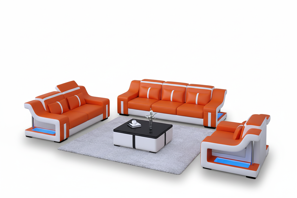 Lisa Sofa Set orange white shadow