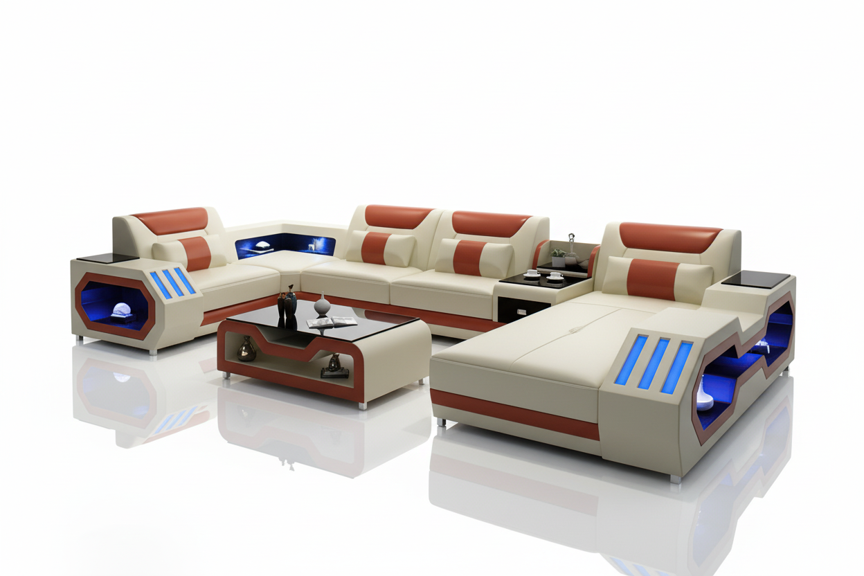 Omont Cream & Orange - White Background Mirror Reflection