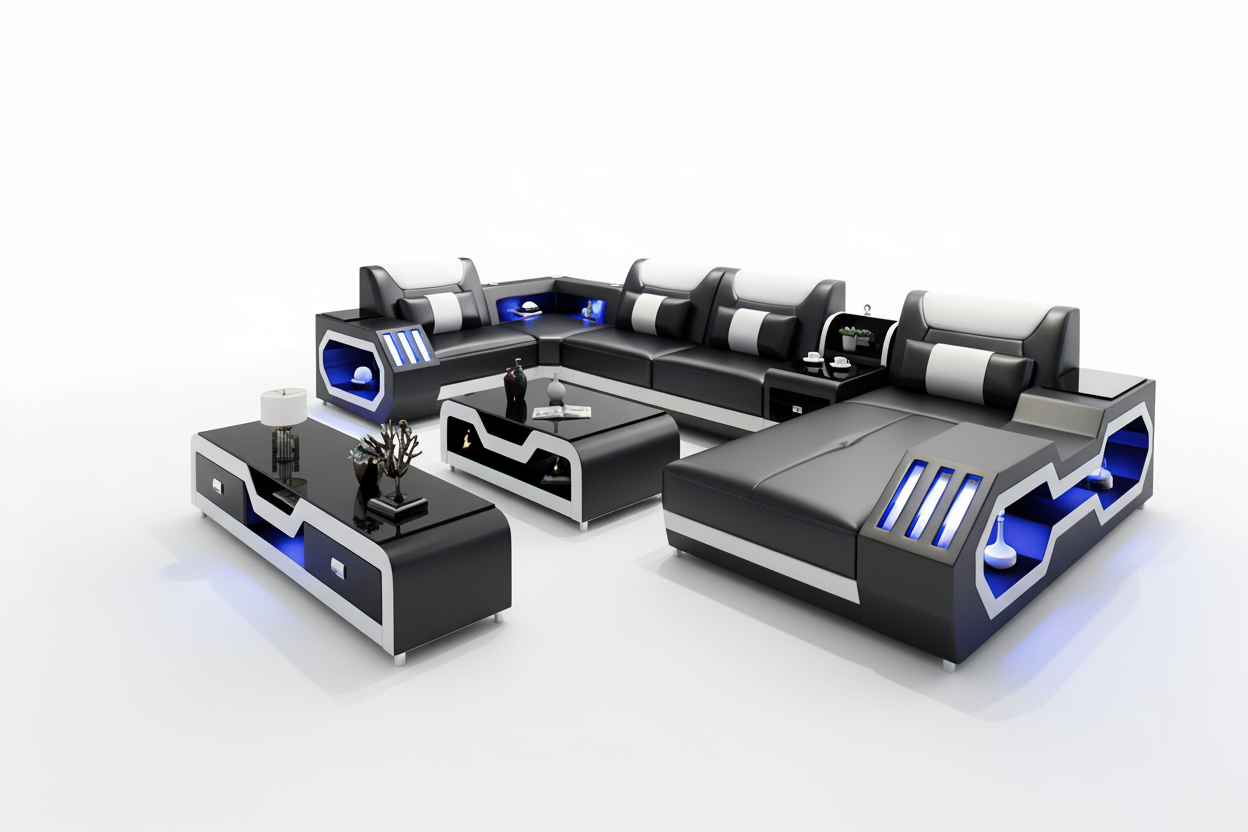 Omont Smart Sectional Sofa with Built-in Bluetooth Speaker & LED Lights | Future Living System