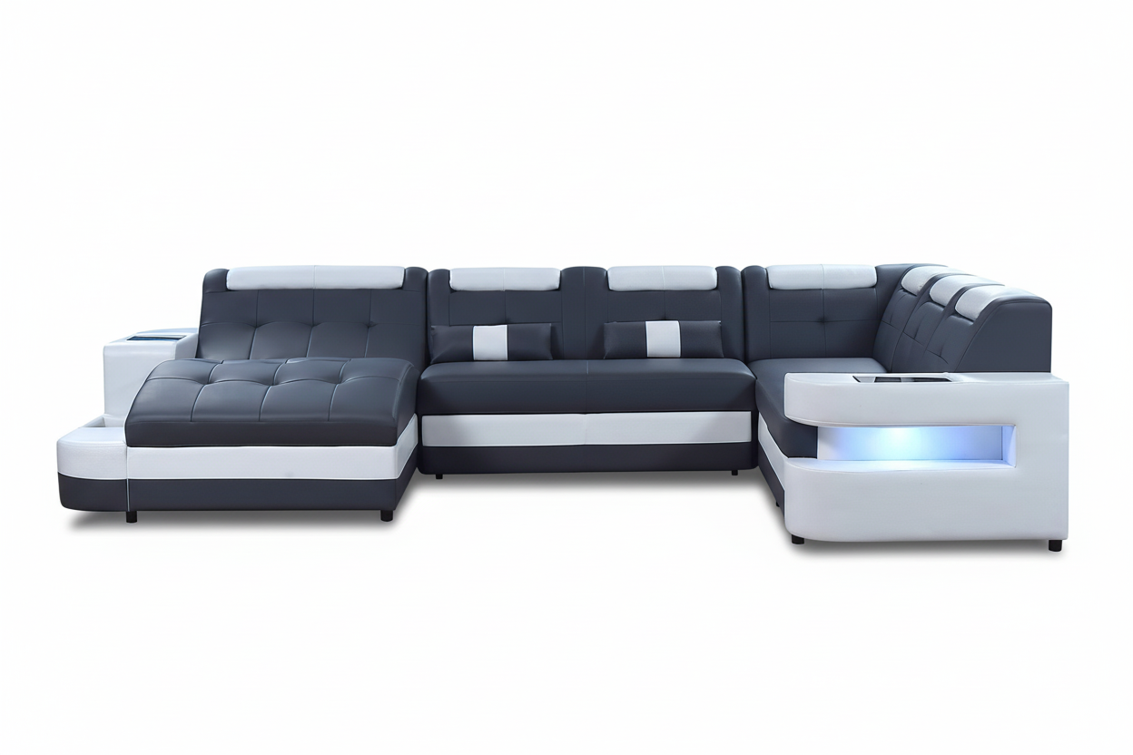 Uranus Modern Leather Sectional with LED Light