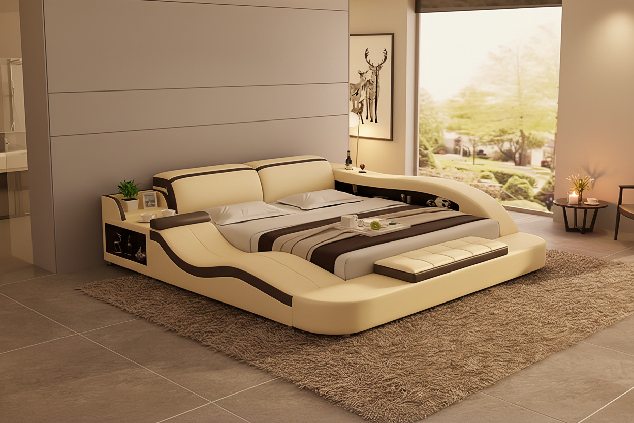 Victor Leather Multifunctional Bed - 温馨现代主卧室