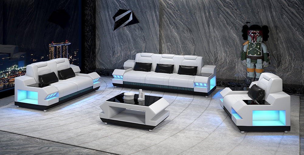 Celsius Modern Leather Sofa Set