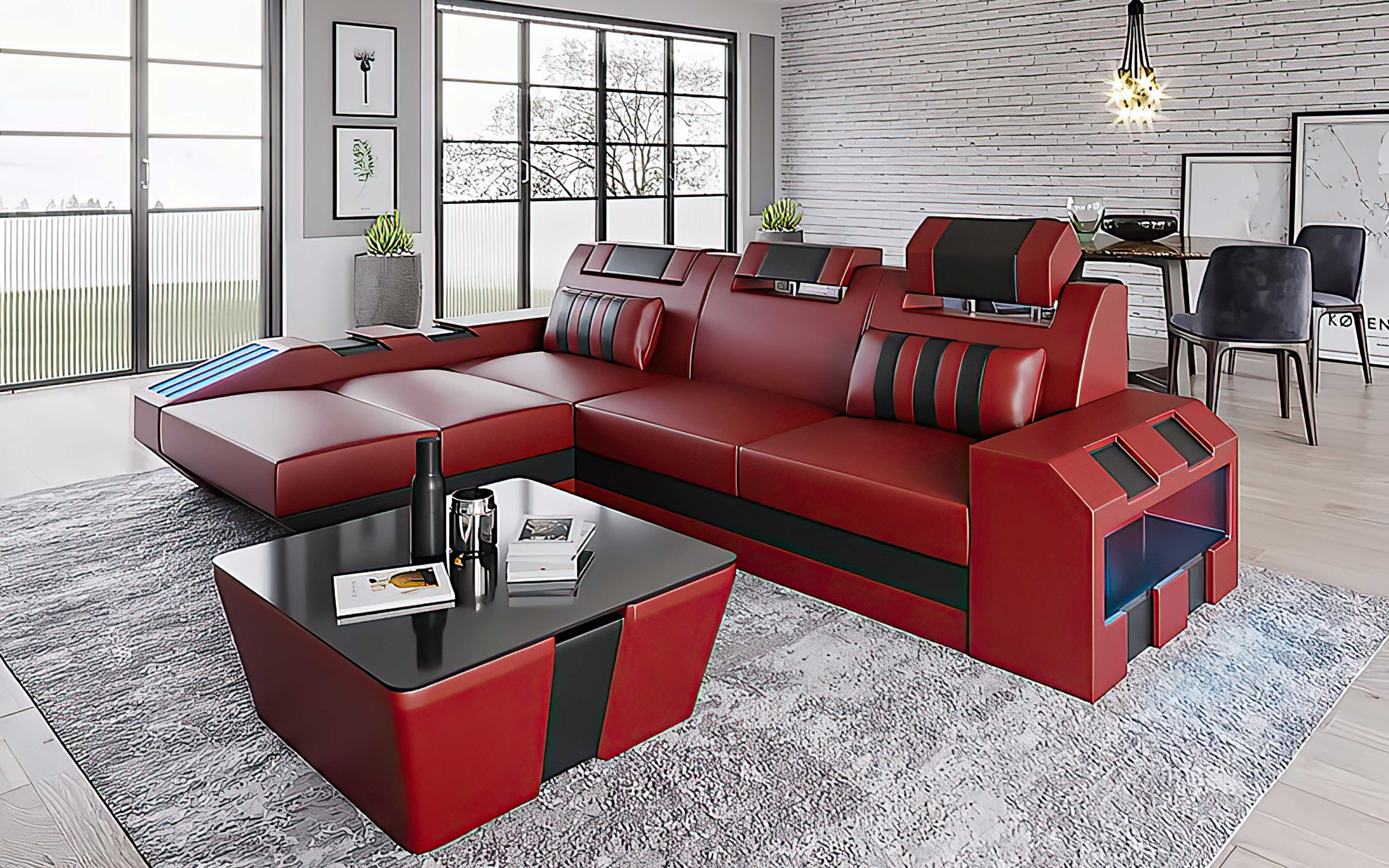 Cosmo Compact LED Sectional - Small Space Party Couch with Mood Lighting