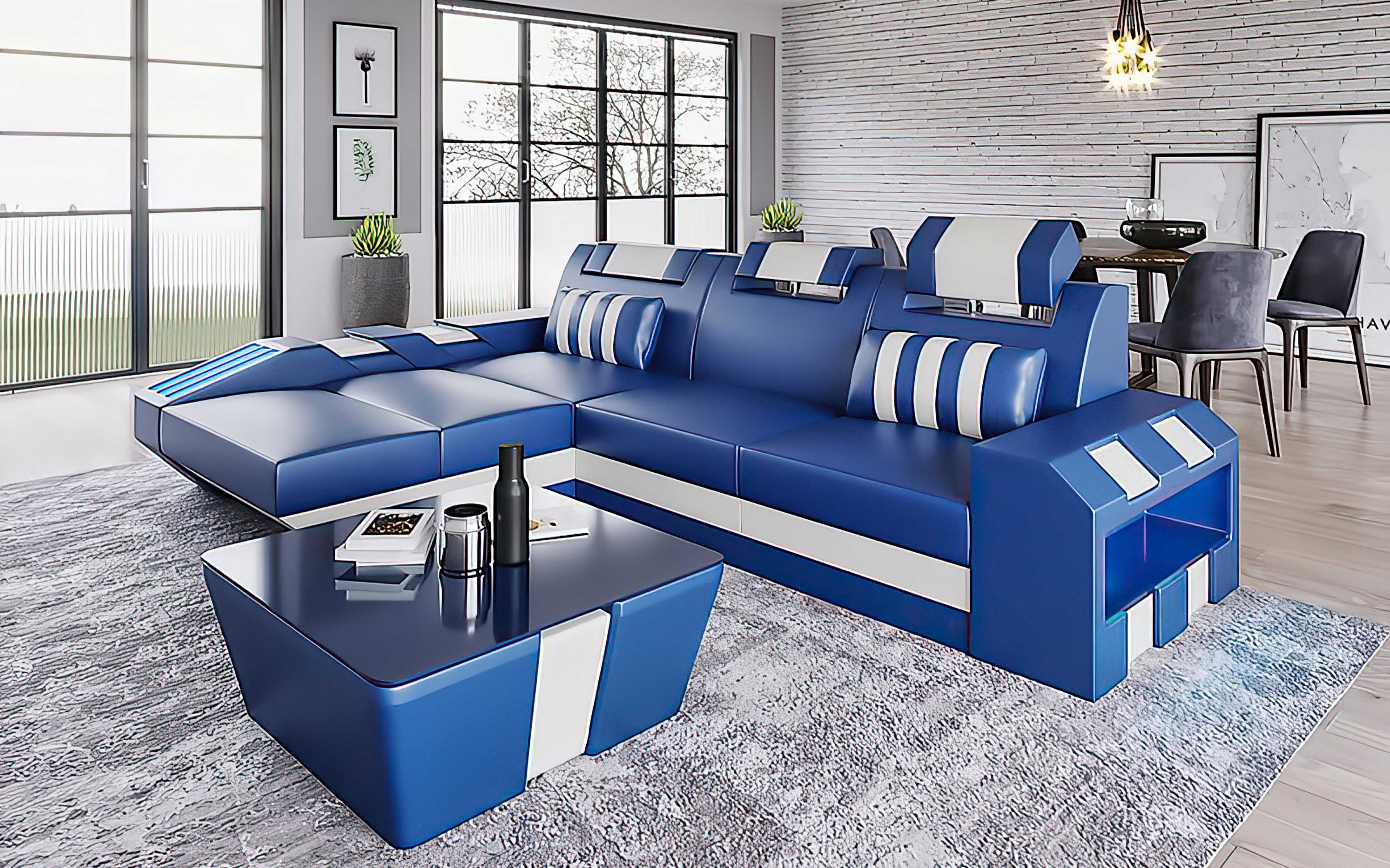 Cosmo Compact LED Sectional - Small Space Party Couch with Mood Lighting